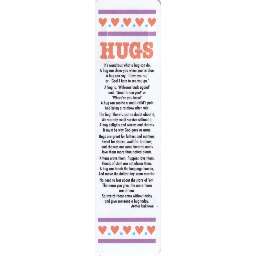 Vintage 1986 TAB-MARKS Hugs Plastic Bookmark Retro Kitsch Friendship Hearts
